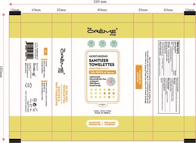 The Creme Shop Moisturizing Sanitizer Towelettes Lemon Drop Scented (Lemon Drop 20)